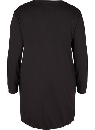 Plain, long-sleeved sweatshirt dress, Black, Packshot image number 1
