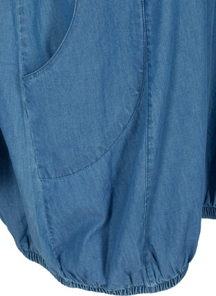 Robe en jean à manches courtes avec poches, Blue denim, Packshot image number 3