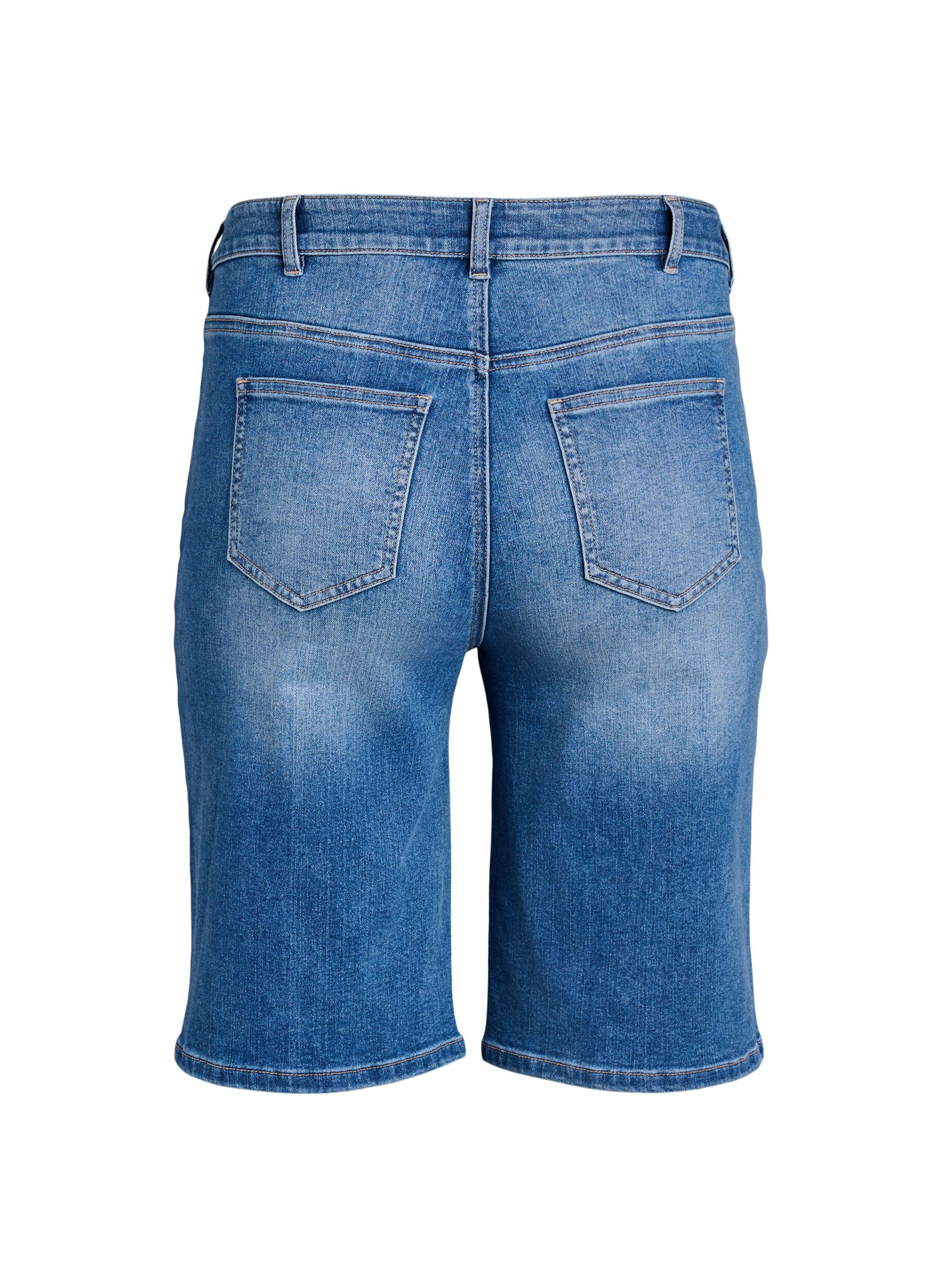 Zizzi Bermuda en denim taille haute, Bleu Clair, Packshot image number 1