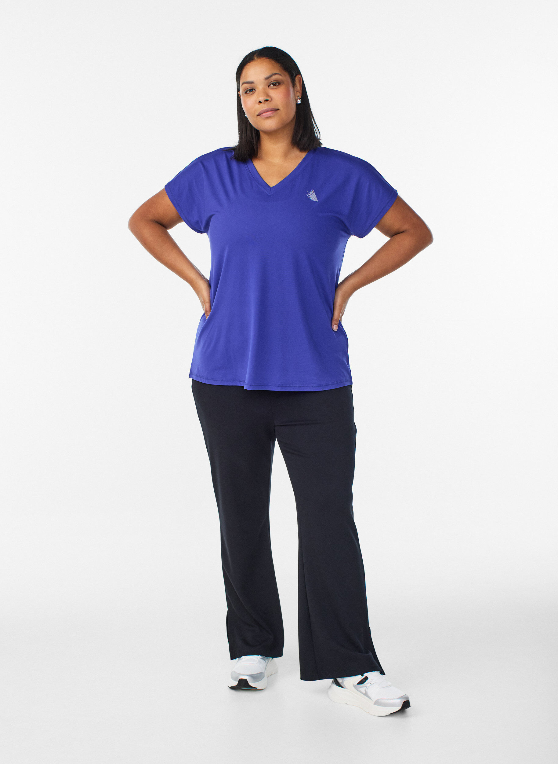 ZizziT-shirt d&rsquo;entra&icirc;nement ample avec col en V, Violet, Model image number 1