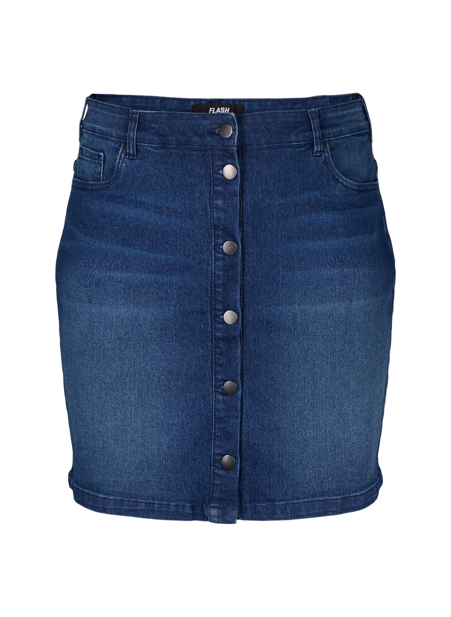 Zizzi FLASH - Jupe en jean avec fermeture boutonn&eacute;e, Bleu, Packshot image number 0