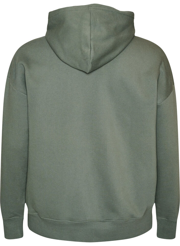 Sweat &agrave; capuche avec imprim&eacute; poitrine, Vert, Packshot image number 1