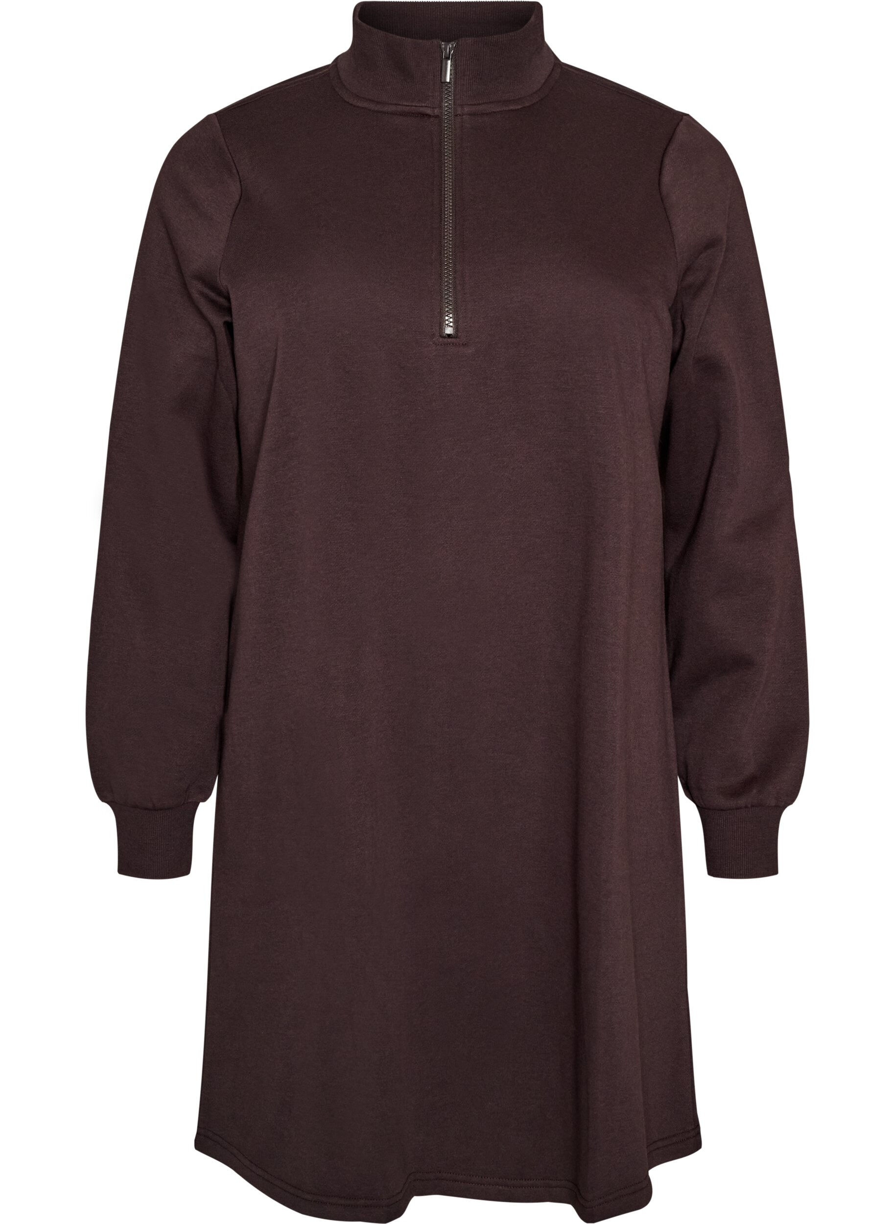 ZizziRobe sweat avec col montant c&ocirc;tel&eacute; et zip, Marron, Packshot image number 0