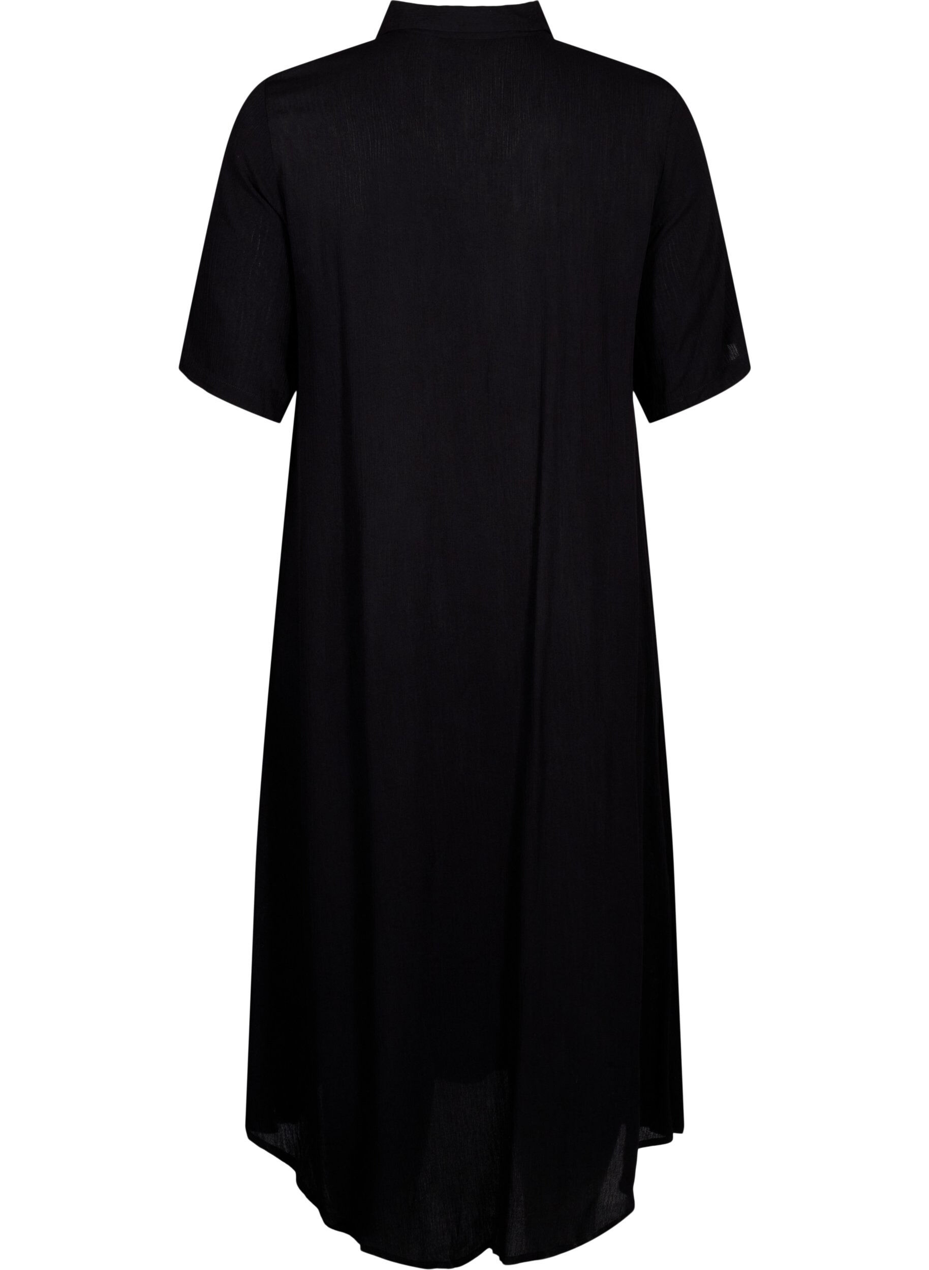 Zizzi Robe chemise &agrave; manches courtes en viscose, Black, Packshot image number 1