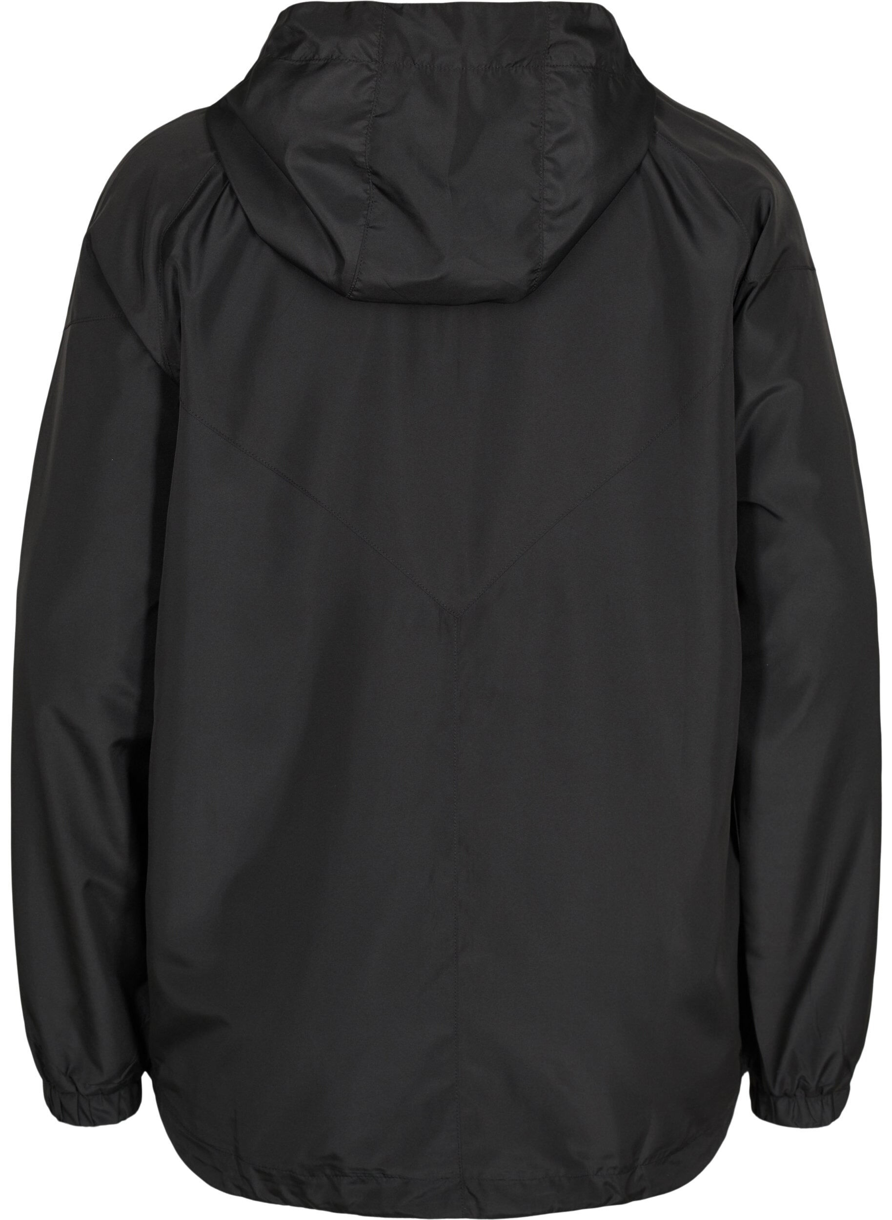 Zizzi Veste courte avec capuche et ourlet inf&eacute;rieur r&eacute;glable, Black, Packshot image number 1