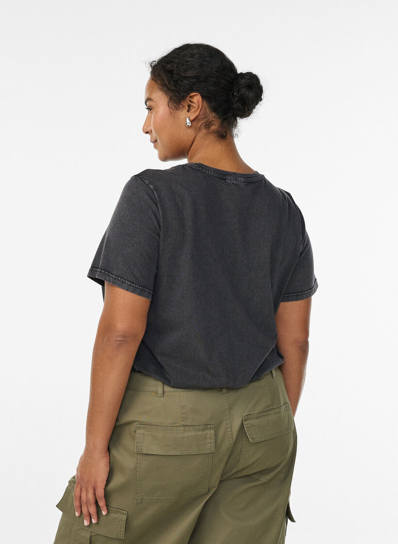 T-shirt en coton bio avec imprim&eacute;, Gris anthracite, Model image number 1