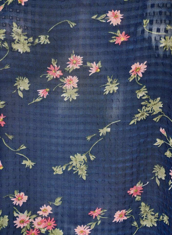 Blouse &agrave; imprim&eacute; floral et col V, Bleu, Packshot image number 2