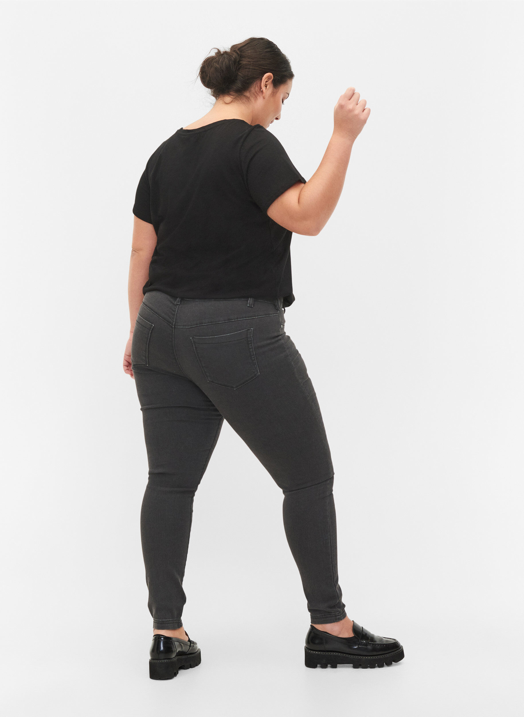 Zizzi Jeggings en coton m&eacute;lang&eacute;, Grey Denim, Model image number 1