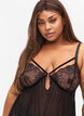 Nuisette transparente avec dentelle, Black, Model image number 2