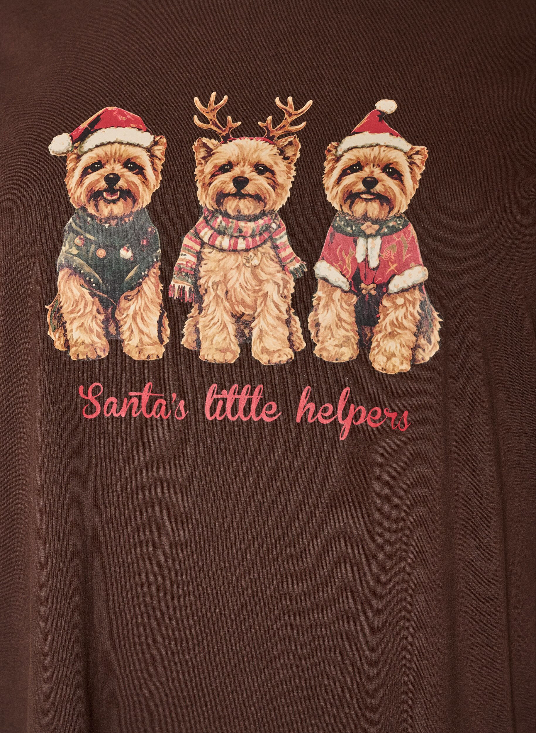 ZizziT-shirt de No&euml;l en coton bio, Marron, Packshot image number 2