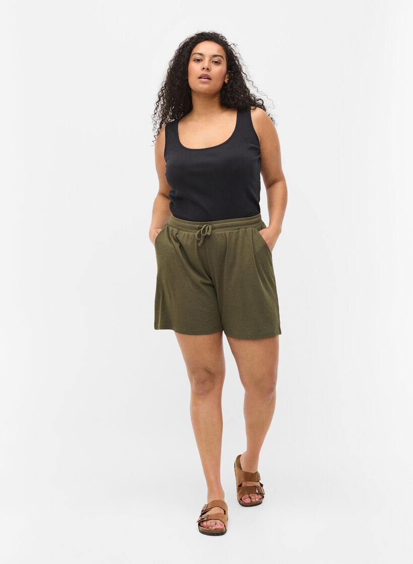 Pack de 2 débardeurs basics à côtes, Black/Black, Model image number 2