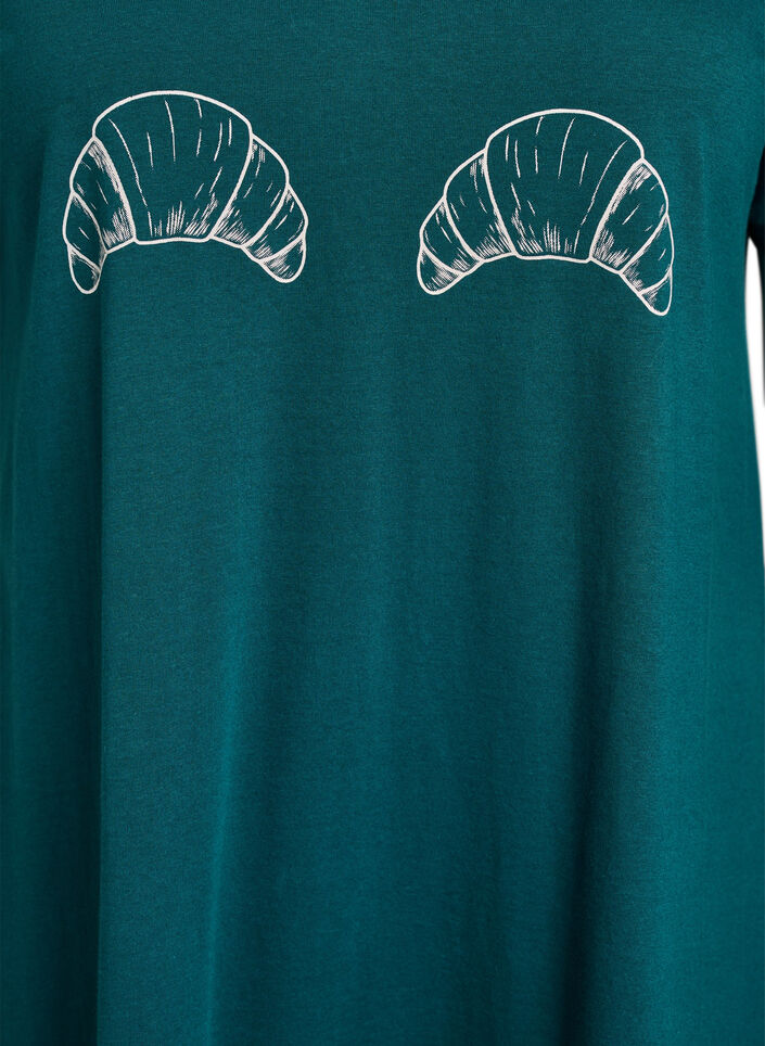 Chemise de nuit en coton biologique et &agrave; col en V, Vert clair, Packshot image number 2