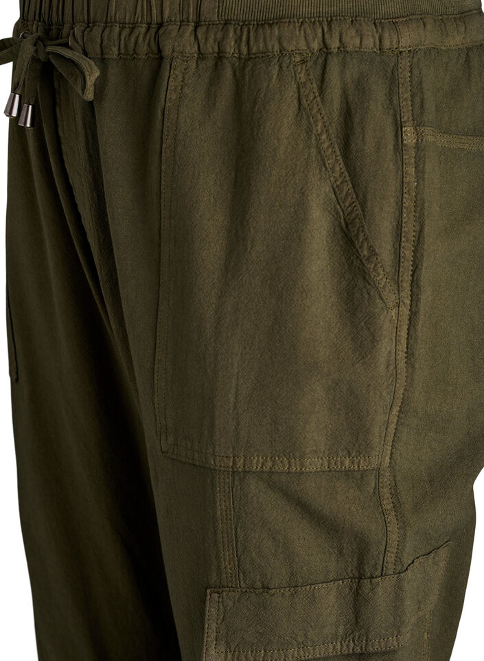Pantalon cargo ample en coton, Vert foncé, Packshot image number 2