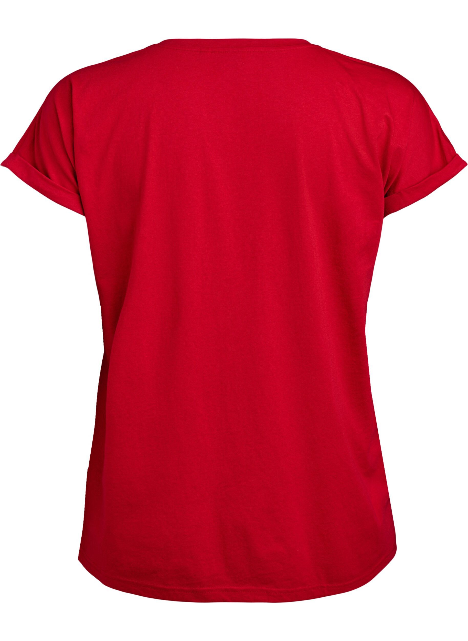 Zizzi T-shirt &agrave; manches courtes en m&eacute;lange de coton, Rouge, Packshot image number 1