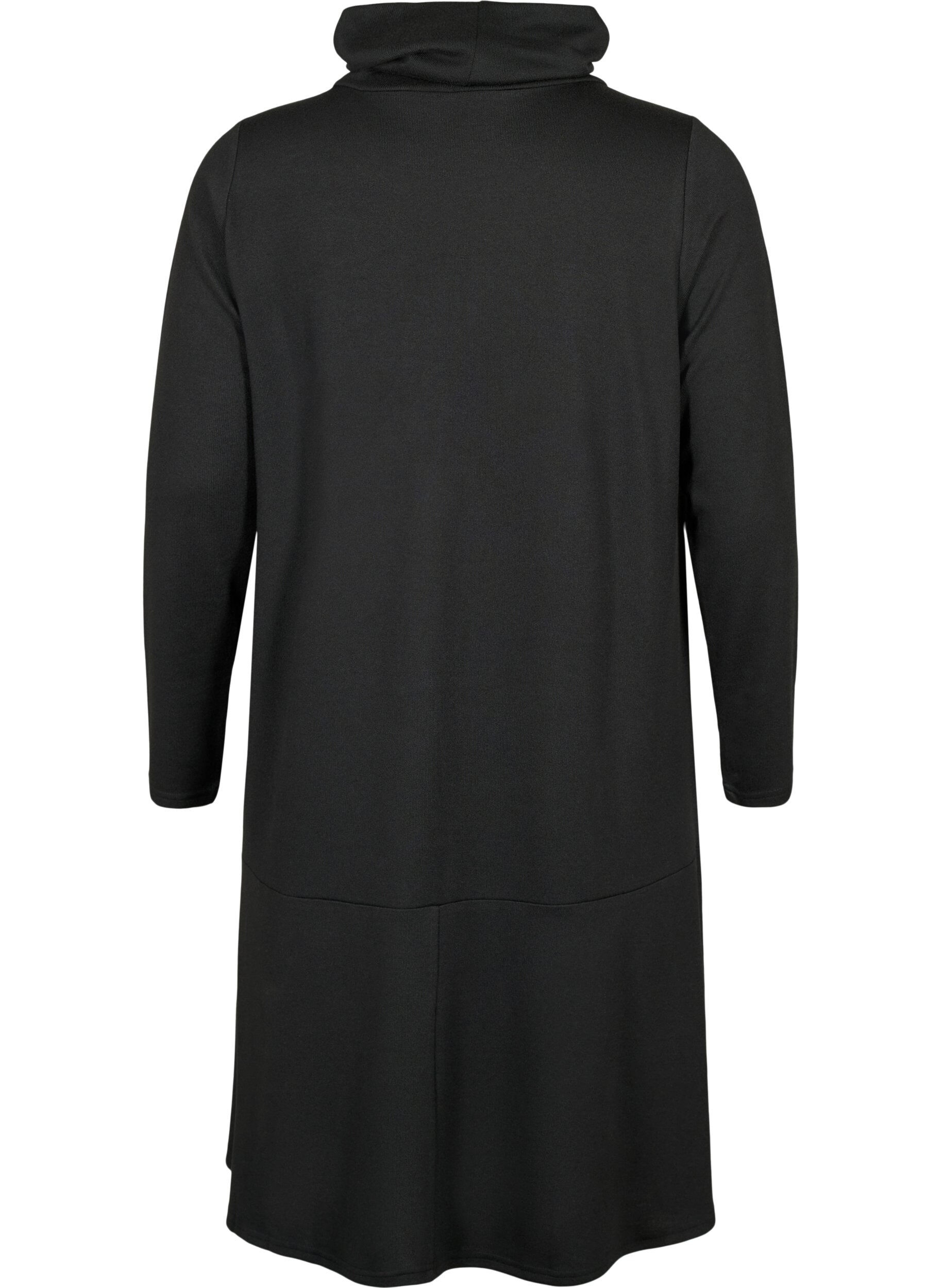 Zizzi Robe en jersey avec col montant et poches, Noir, Packshot image number 1