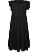 Robe midi sans manches en lin et viscose avec volants, Noir, Packshot image number 1