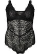 Body en dentelle avec décolleté en V, Black, Packshot image number 0