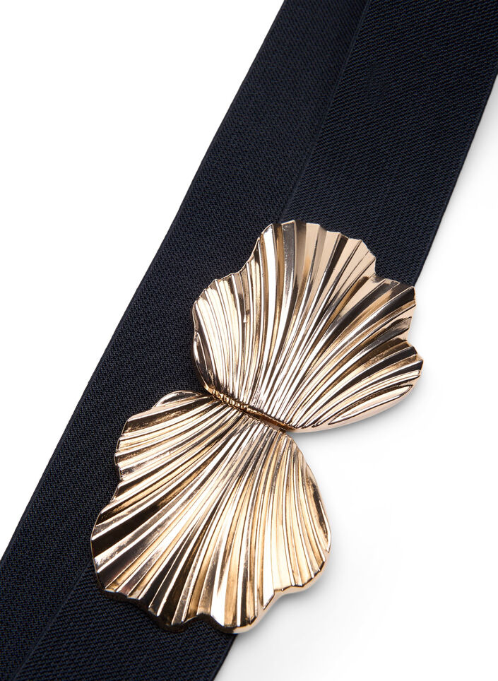 Ceinture extensible avec boucle dorée, Black, Packshot image number 2