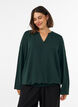 Blouse &agrave; la silhouette ballon avec col en V, Vert fonc&eacute;, Model image number 0