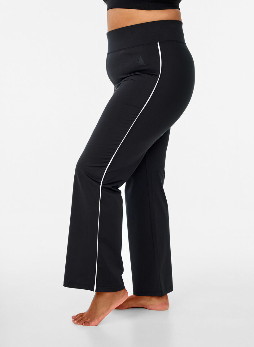 Pantalon de sport évasé avec liseré contrastant, Noir, Model image number 0