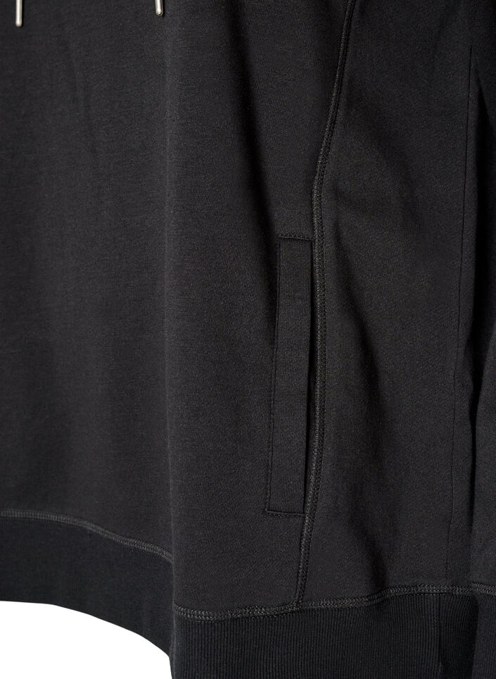 Sweat &agrave; col montant et poches, Noir, Packshot image number 3