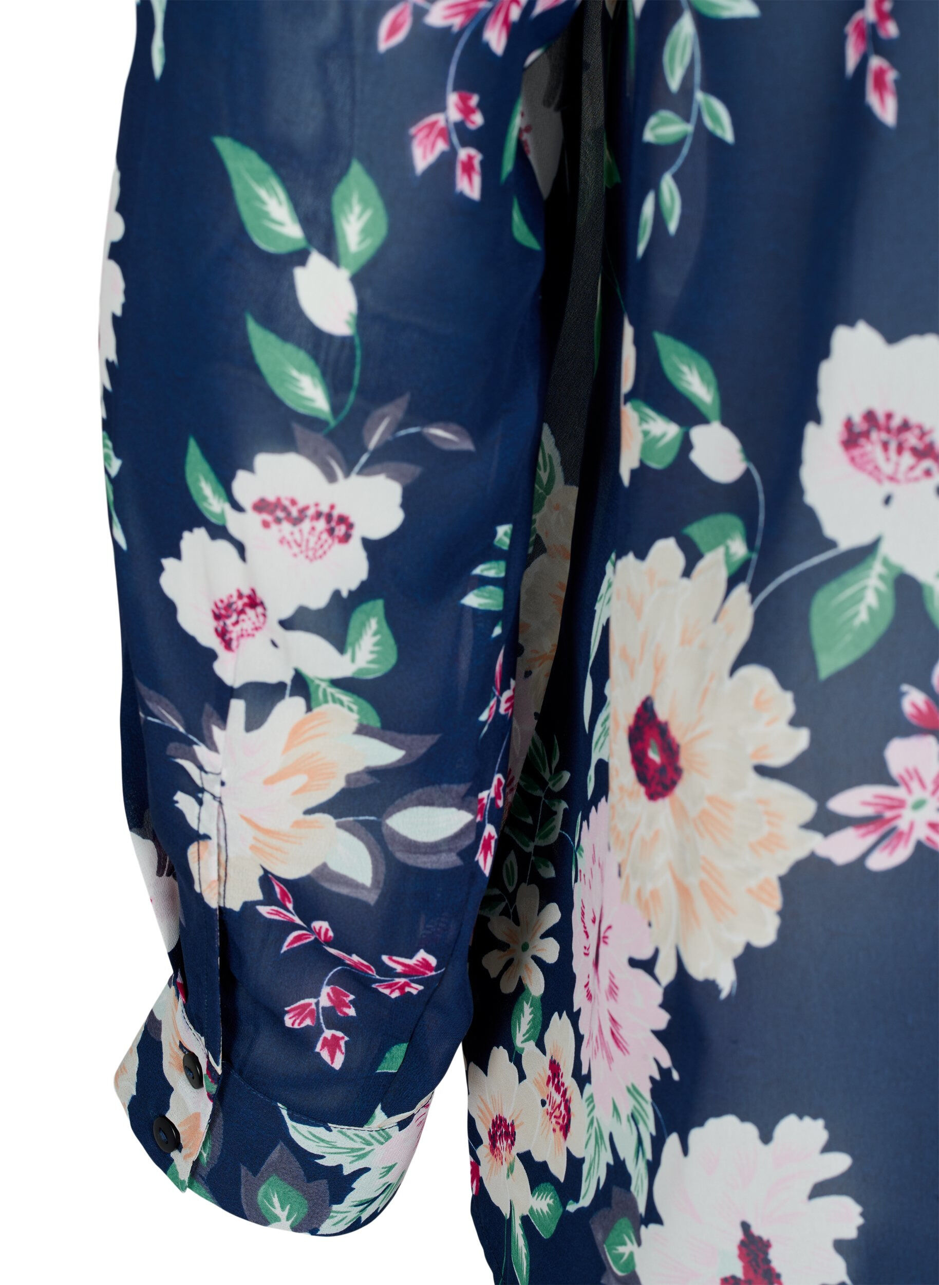 Zizzi FLASH - Chemise &agrave; manches longues avec imprim&eacute; floral, Navy Flower, Packshot image number 3