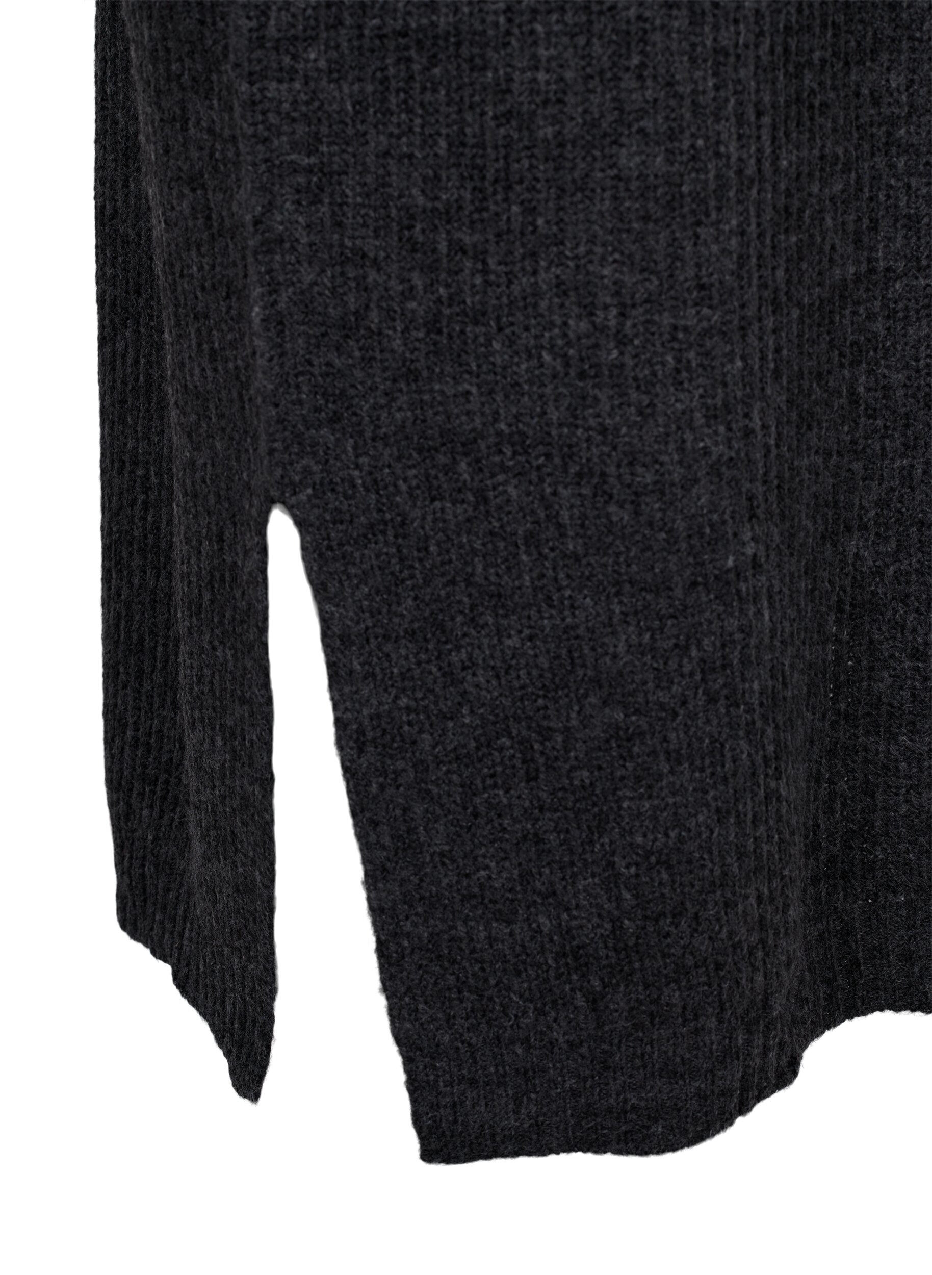 Zizzi Robe longue oversize en tricot avec fente, Gris anthracite, Packshot image number 3