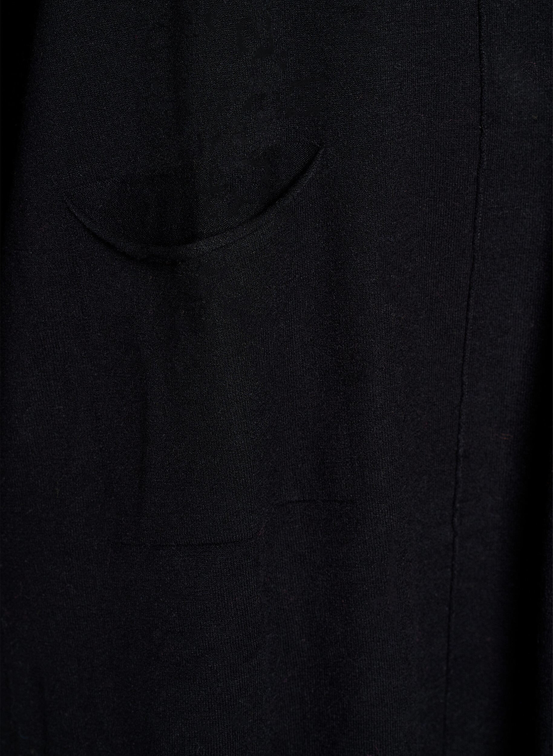 Zizzi Robe courte en maille avec couture centrale et poches, Noir, Packshot image number 3