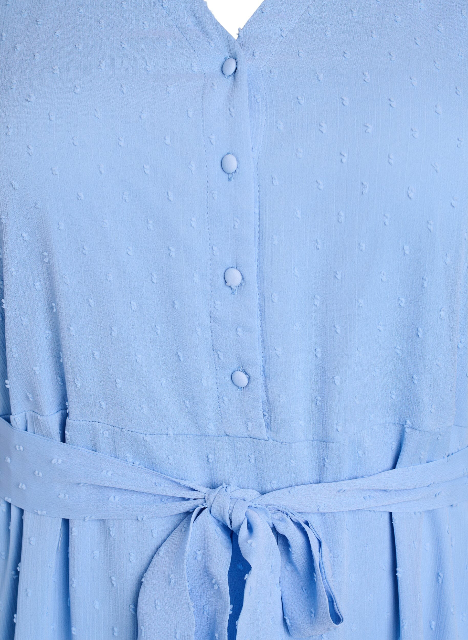Zizzi Robe midi &agrave; encolure en V avec attaches &agrave; nouer, Bleu Clair, Packshot image number 2