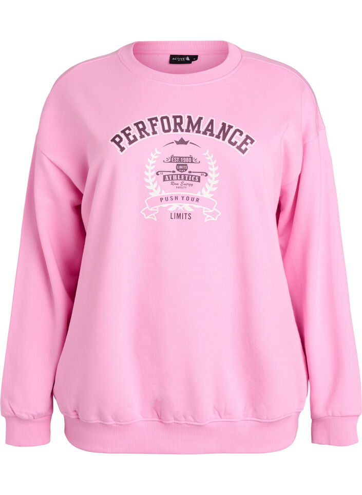 Sweatshirt avec imprimé texte, Rose, Packshot image number 0