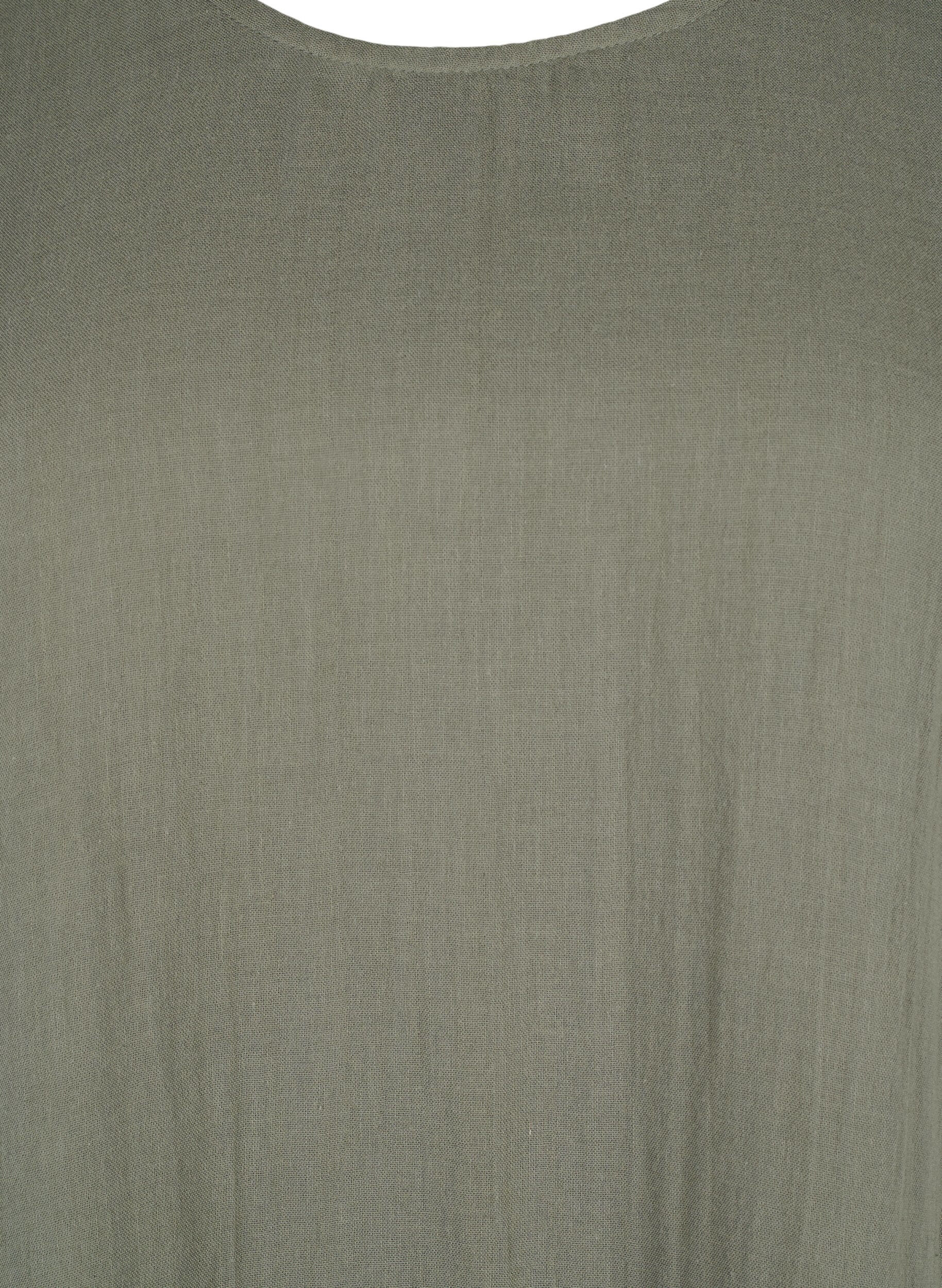 Zizzi Robe &agrave; manches courtes en coton &agrave; une coupe &eacute;vas&eacute;e., Thyme, Packshot image number 2