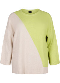 Blouse tricotée à encolure ronde et à blocs de couleurs