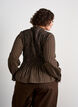 Blouse &agrave; carreaux avec smocks et basque, Marron, Model image number 2
