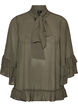 Blouse avec ruban &agrave; nouer et volants, Gris anthracite, Packshot image number 0