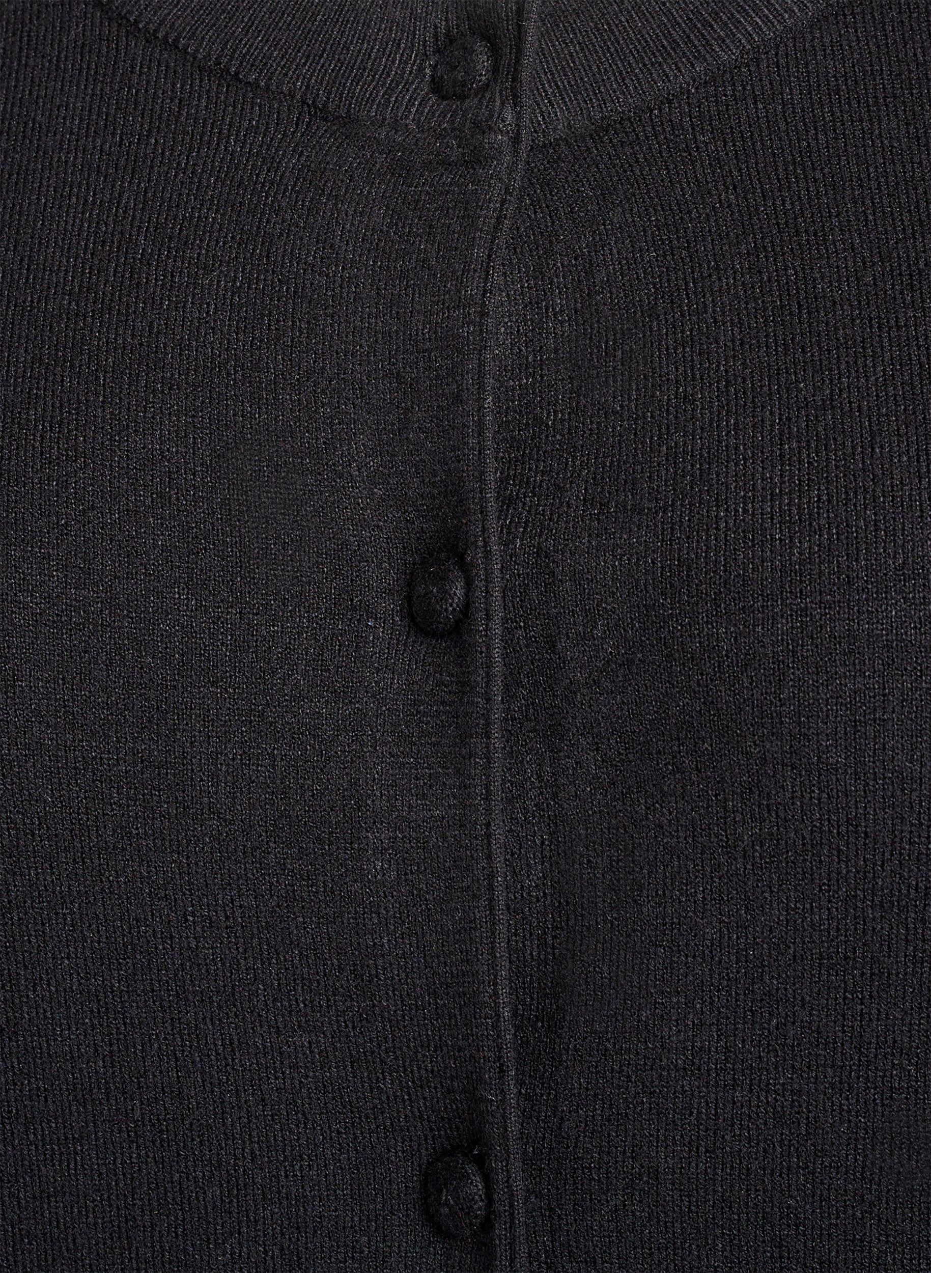 Zizzi Cardigan avec col rond et boutons recouverts de tissu, Noir, Packshot image number 2