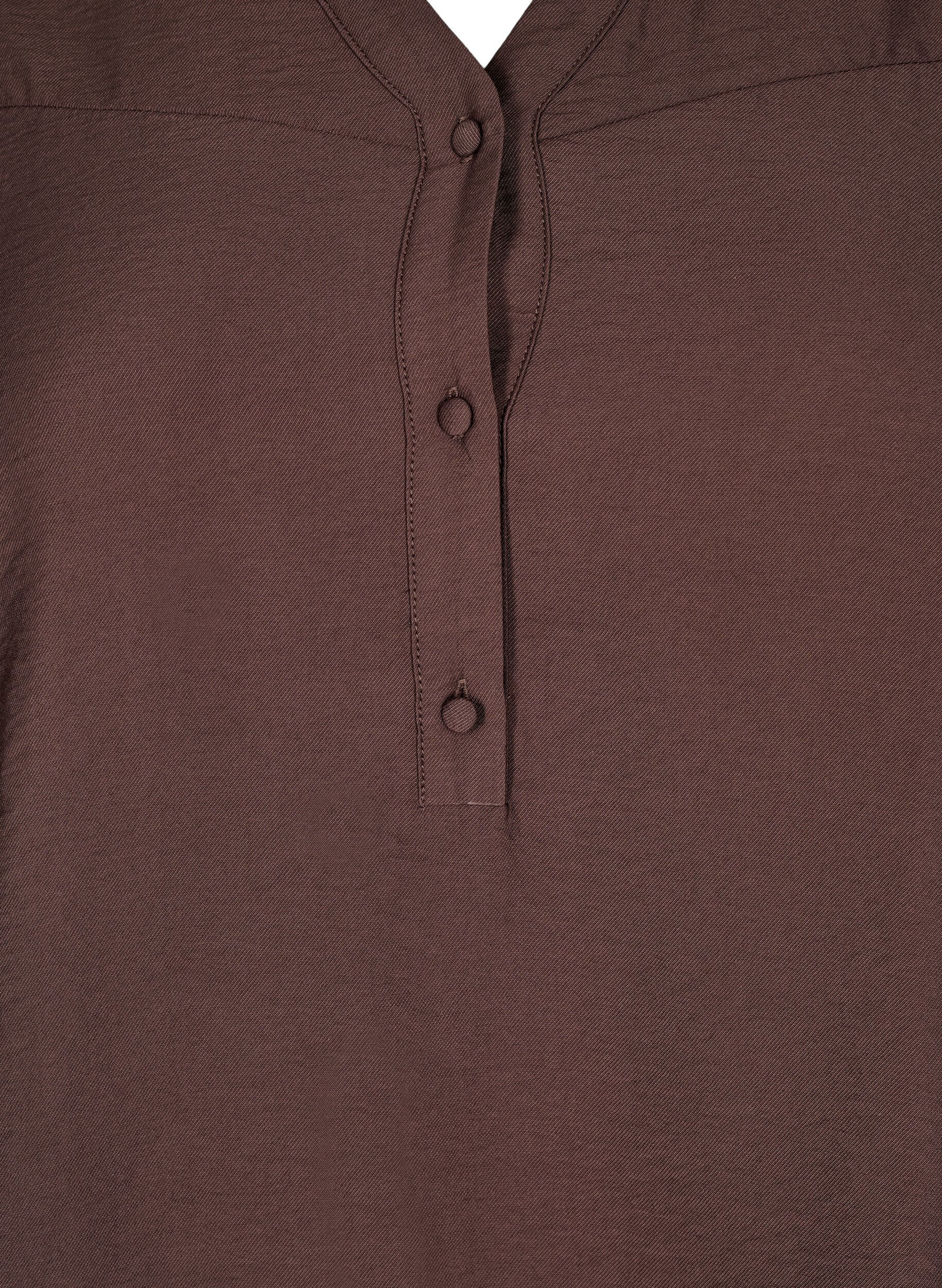 Zizzi Chemisier avec col &agrave; volants, Marron, Packshot image number 2