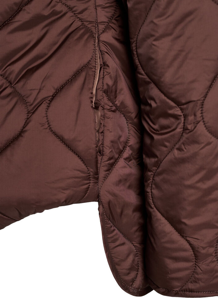Veste matelass&eacute;e avec boutons-pression et col rond, Marron, Packshot image number 3