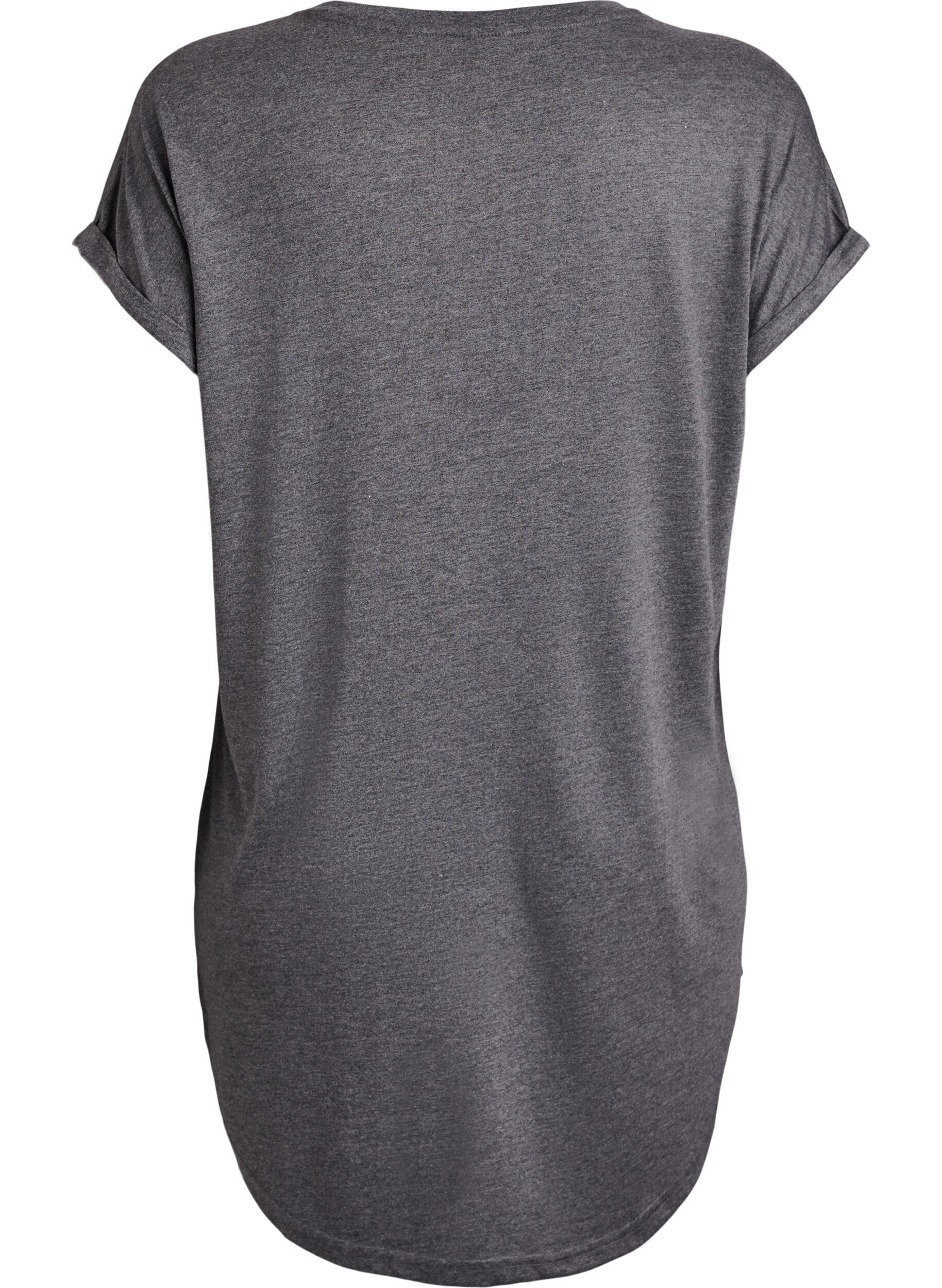 Zizzi Chemise de nuit &agrave; manches courtes avec imprim&eacute; texte, Noir, Packshot image number 1