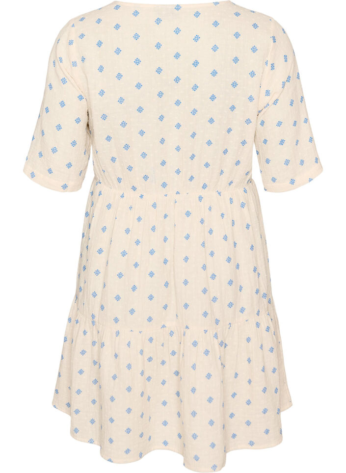 Robe imprim&eacute;e en coton avec une taille &eacute;lastique, Beige, Packshot image number 1