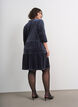 Robe courte en velours avec un col &agrave; volants et des manches longues, Bleu, Model image number 2