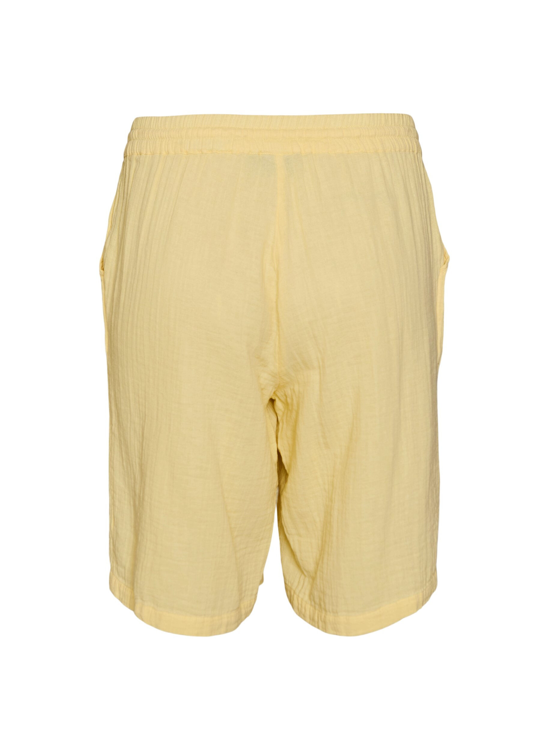 ZizziShort ample en mousseline de coton taille haute, Jaune clair, Packshot image number 1