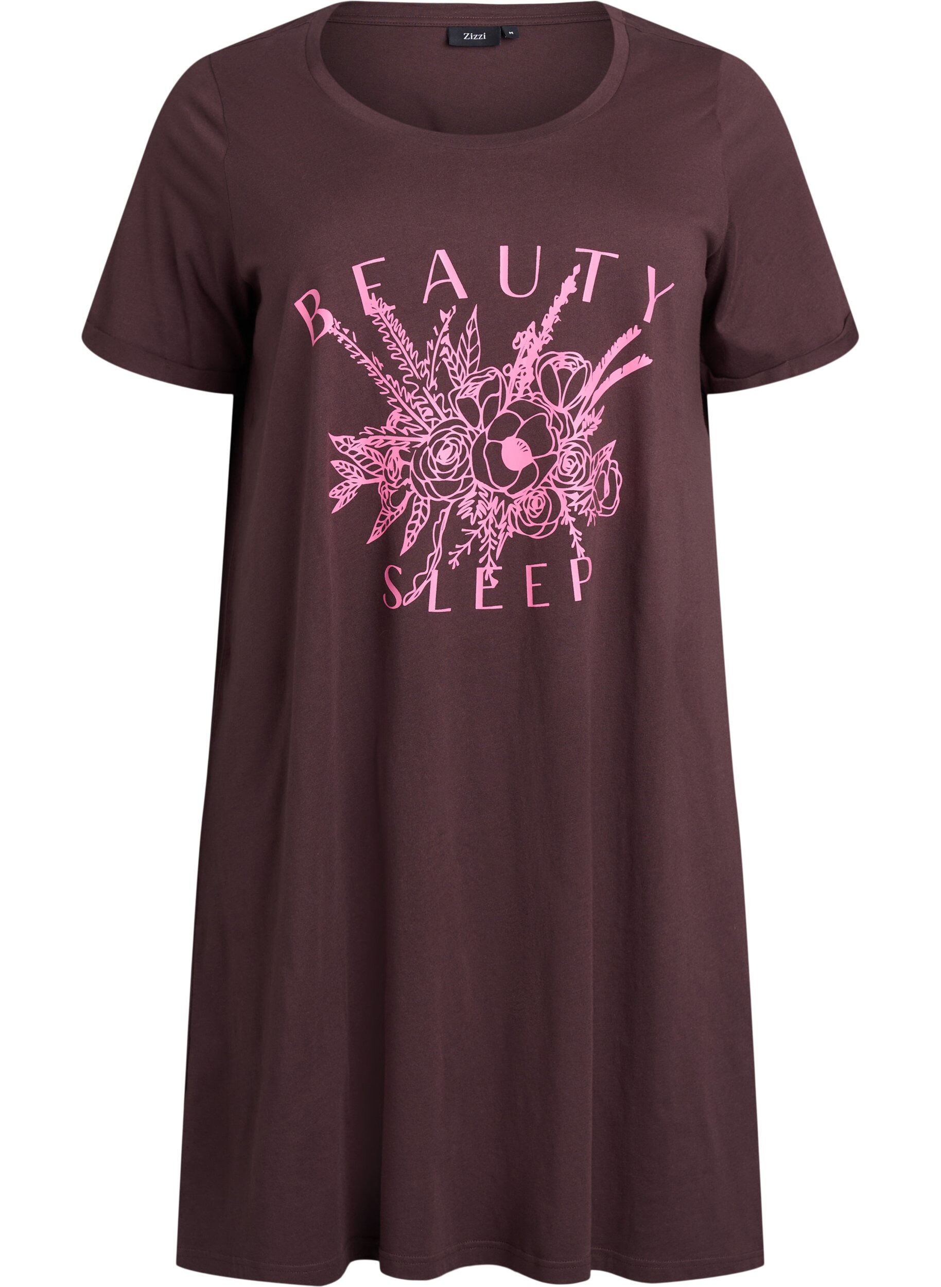 Chemise de nuit &agrave; manches courtes en coton biologique