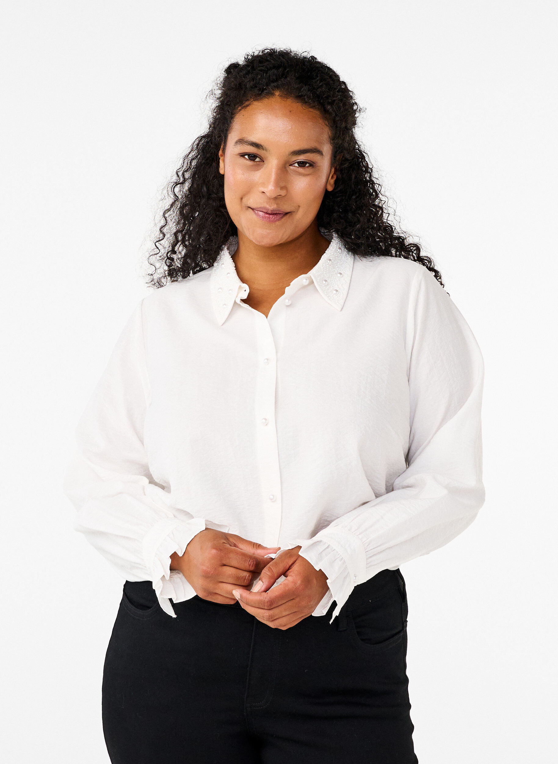 Zizzi Chemise &agrave; perles, Snow White, Model image number 0