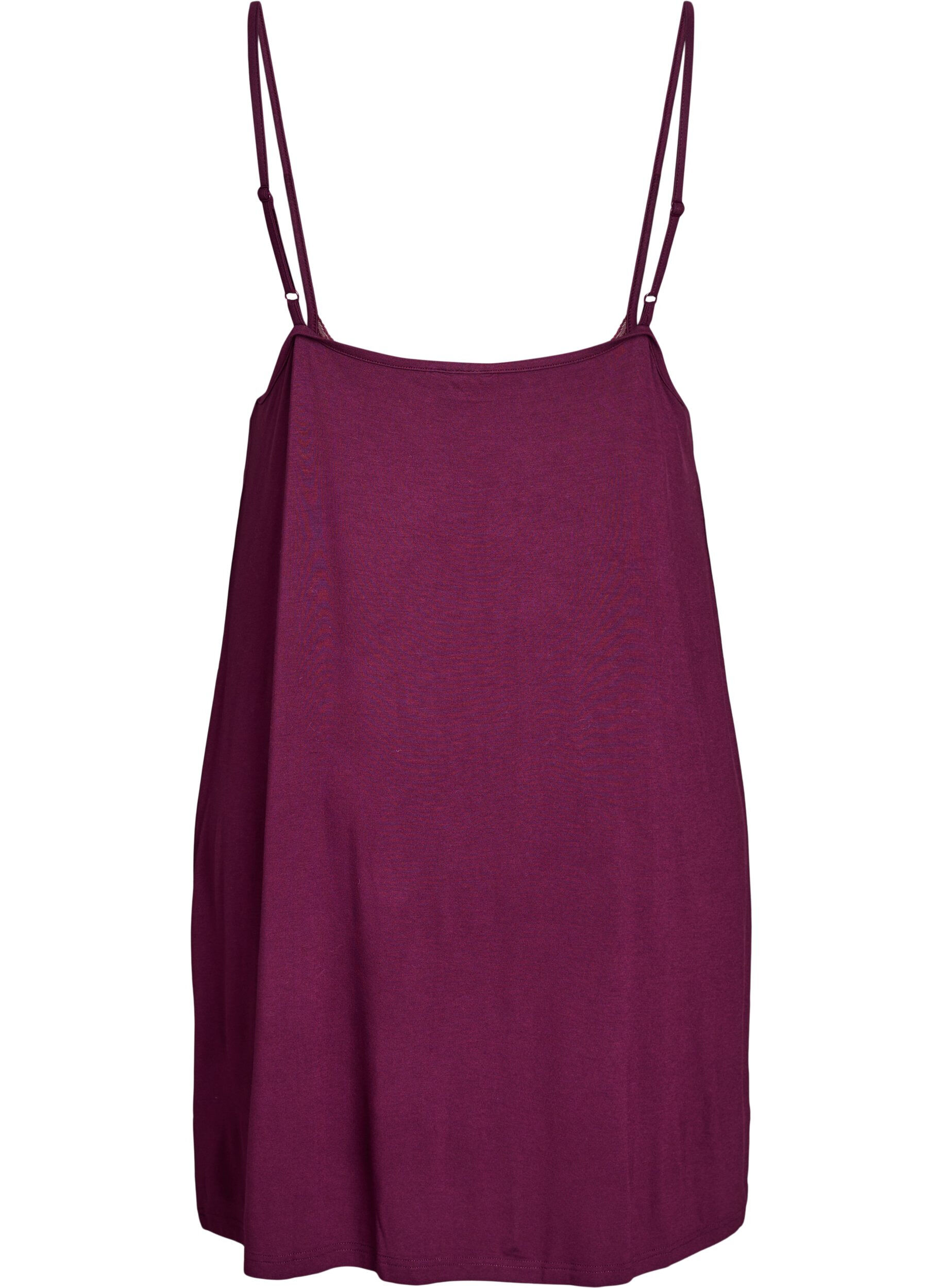 Zizzi Chemise de nuit avec bord dentelle en viscose, Bordeaux fonc&eacute;, Packshot image number 1