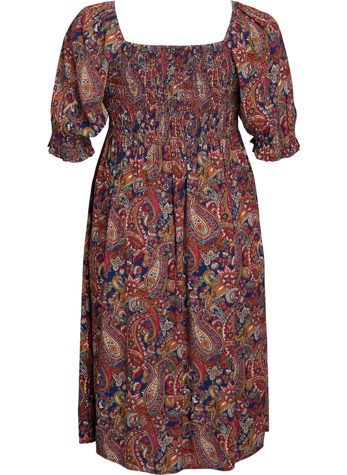 Robe d'&eacute;t&eacute; en viscose &agrave; imprim&eacute; paisley, Bleu, Packshot image number 1