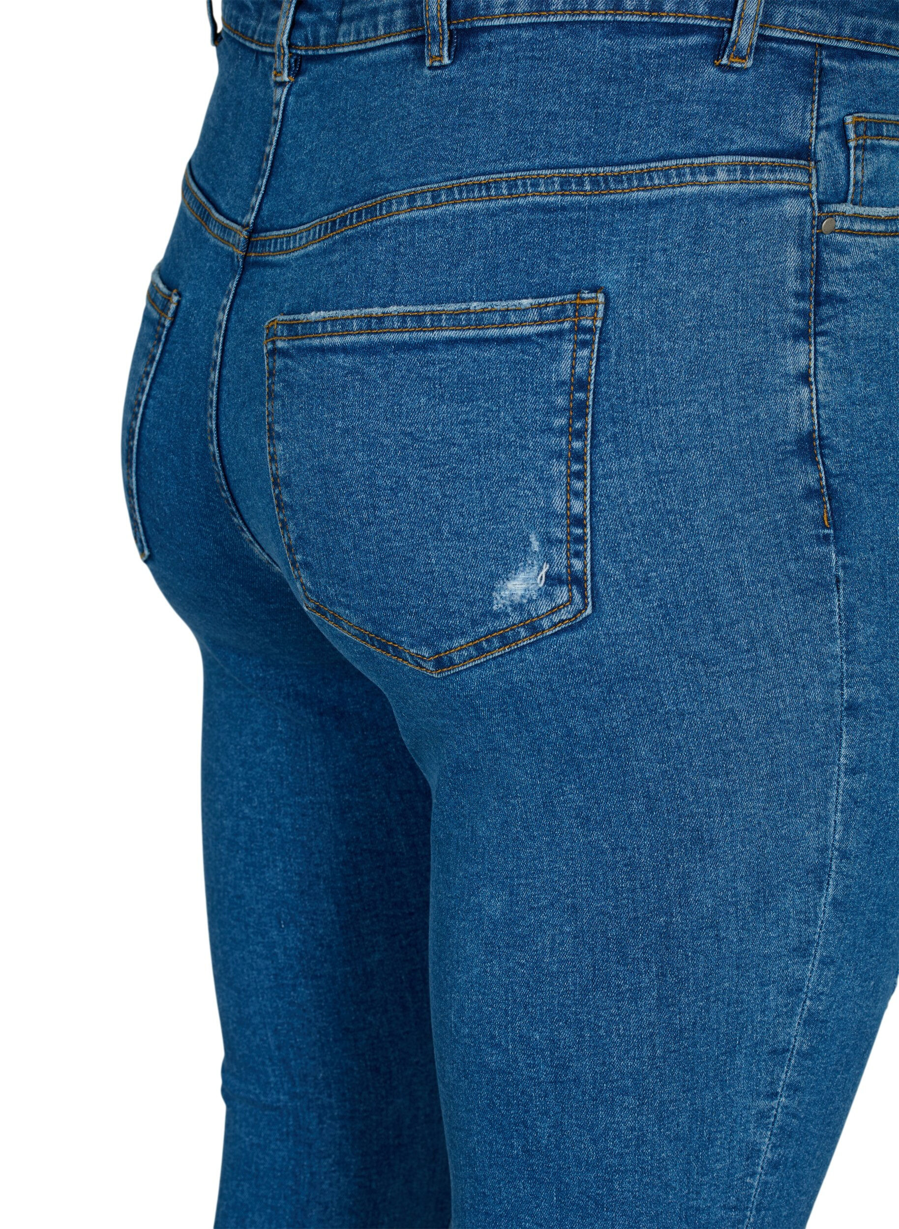 Zizzi Jeans moulants avec d&eacute;tails d'usure, Blue denim, Packshot image number 3