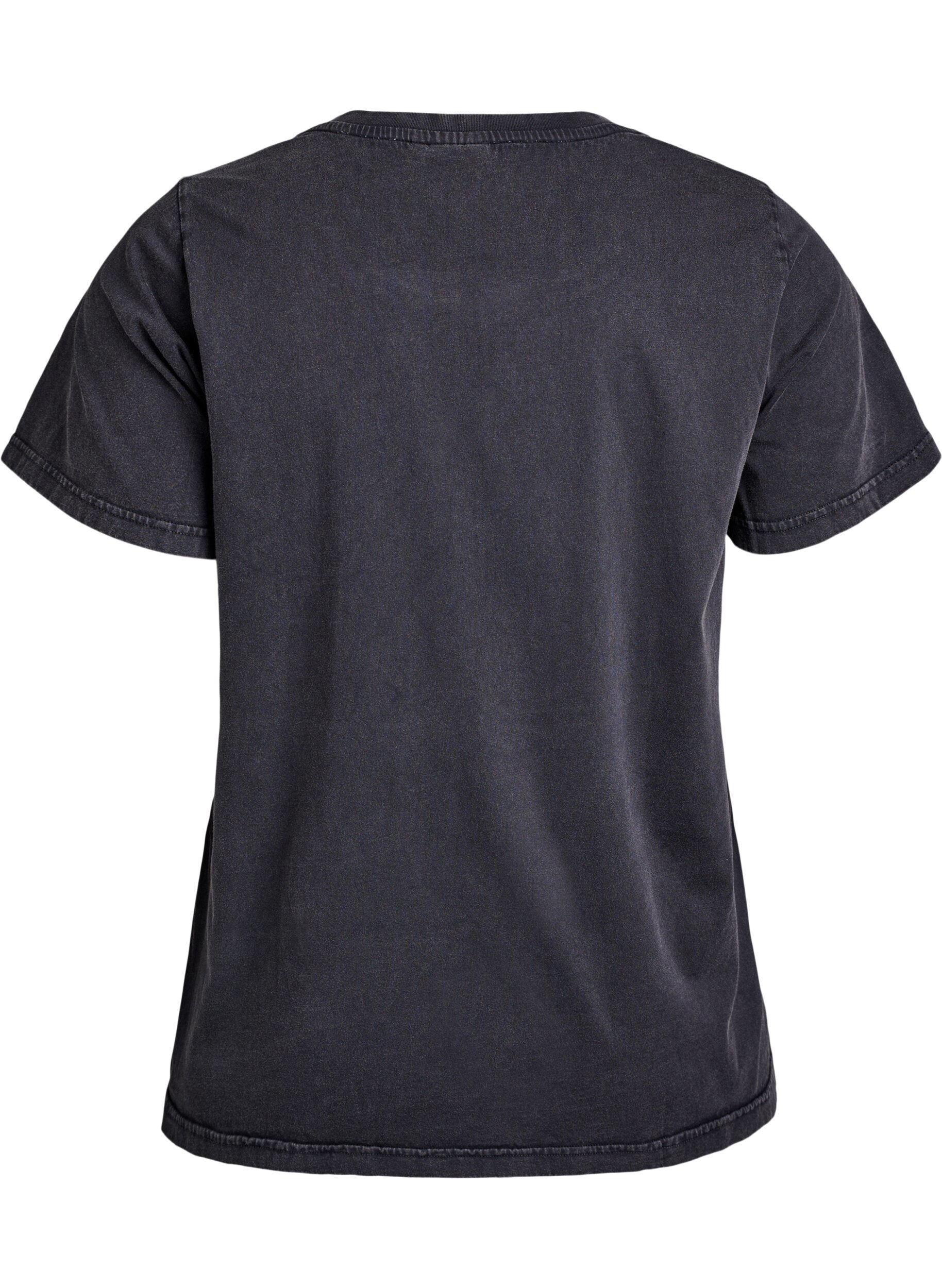 Zizzi T-shirt en coton bio avec imprim&eacute;, Gris anthracite, Packshot image number 1