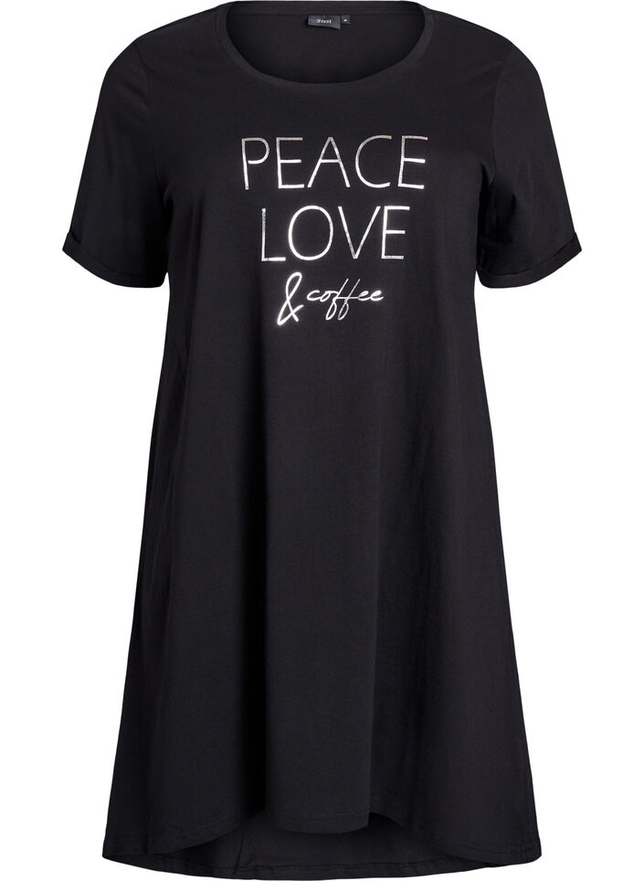 Chemise de nuit &agrave; manches courtes en coton biologique, Noir, Packshot image number 0