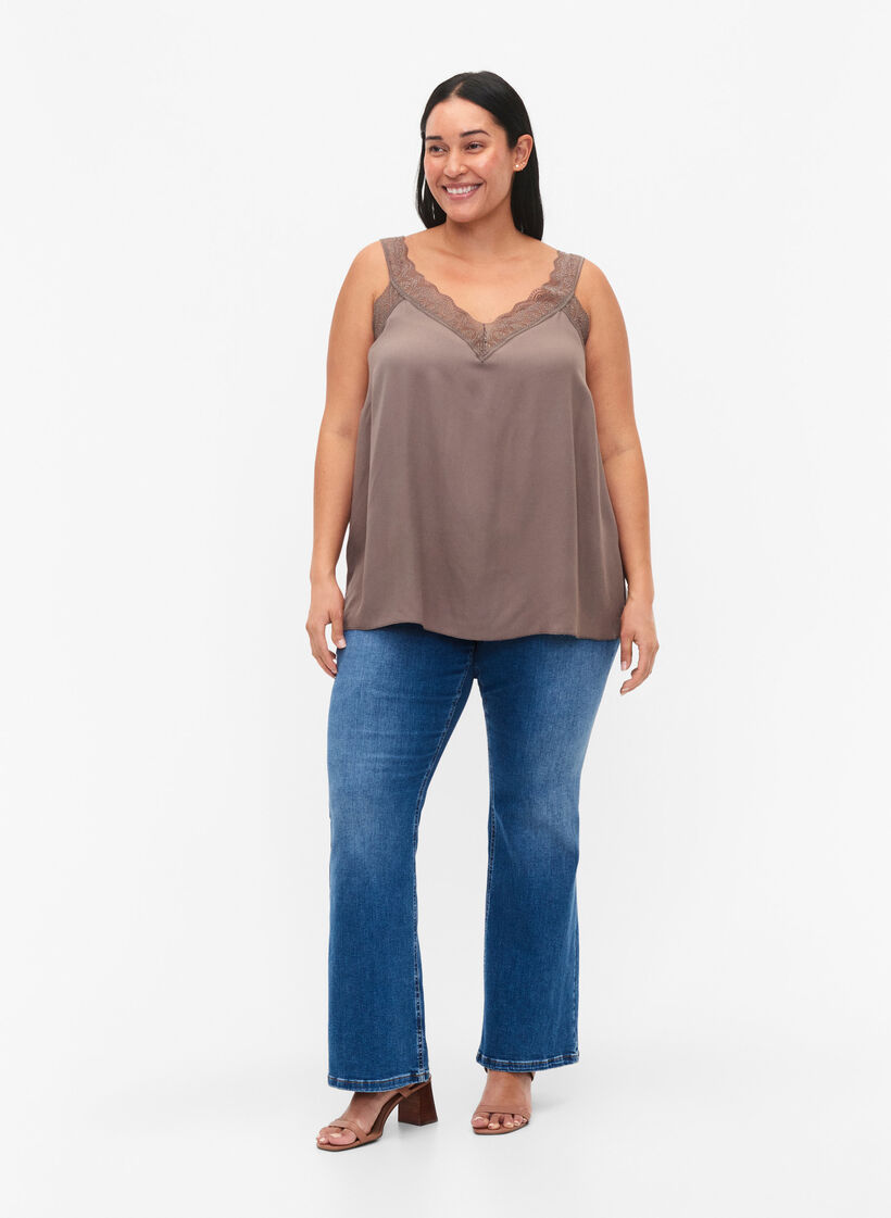Top avec dentelle en viscose, Falcon, Model image number 2