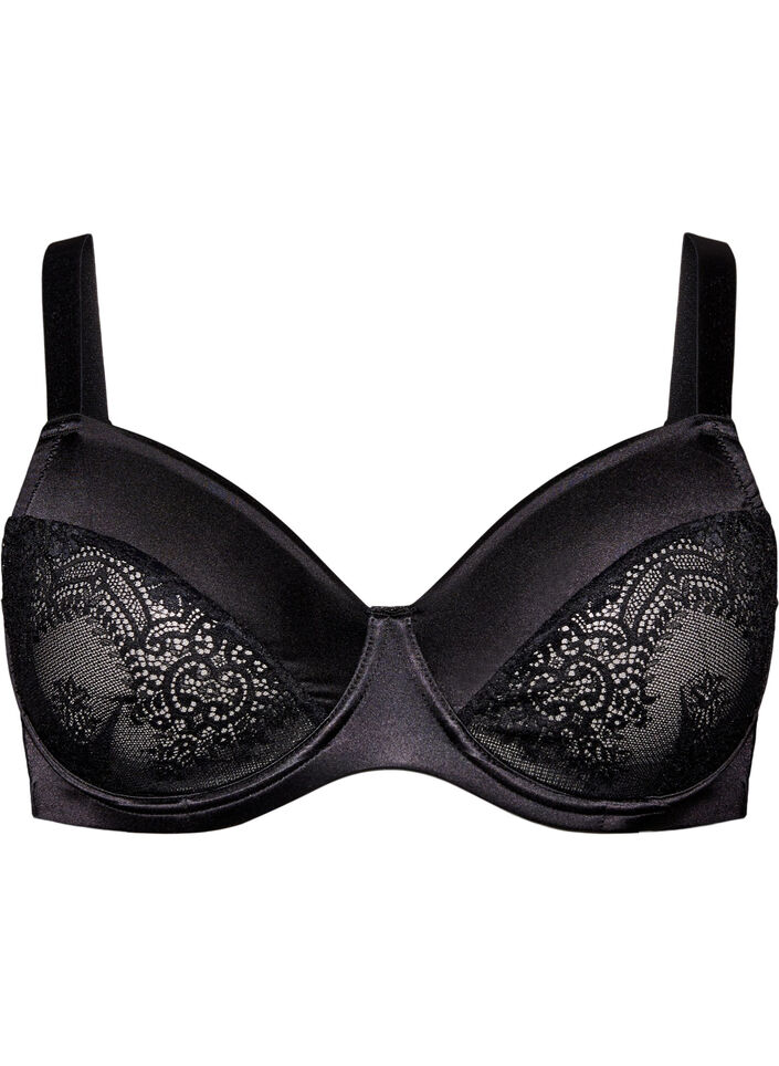 Soutien-gorge embo&icirc;tant avec dentelle et microfibre, Noir, Packshot image number 0